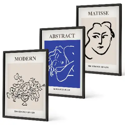 Billedsæt til soveværelset moderne plakater i Matisse-stil