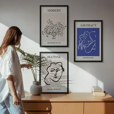 Billedsæt til soveværelset moderne plakater i Matisse-stil