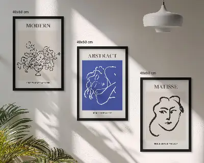 Billedsæt til soveværelset moderne plakater i Matisse-stil