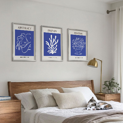 Billedvæg inspiration Stilfulde blå plakater