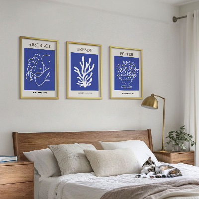 Billedvæg inspiration Stilfulde blå plakater
