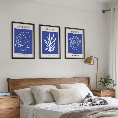 Billedvæg inspiration Stilfulde blå plakater