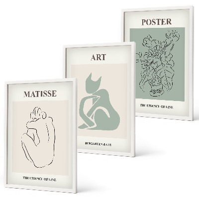 Triptykon billeder med ramme Matisse Grønne Beige Plakater