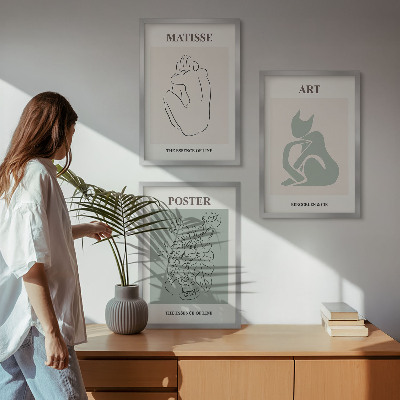 Triptykon billeder med ramme Matisse Grønne Beige Plakater