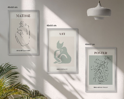 Triptykon billeder med ramme Matisse Grønne Beige Plakater