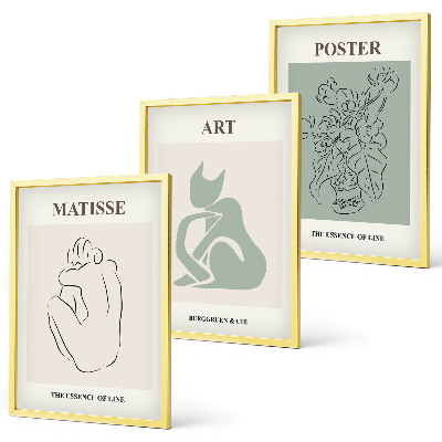 Triptykon billeder med ramme Matisse Grønne Beige Plakater