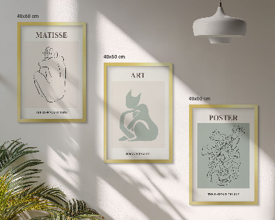 Triptykon billeder med ramme Matisse Grønne Beige Plakater