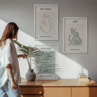 Triptykon billeder med ramme Matisse Grønne Beige Plakater
