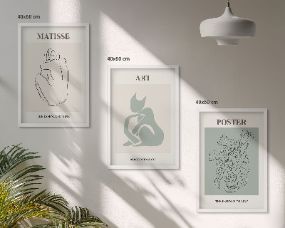 Triptykon billeder med ramme Matisse Grønne Beige Plakater