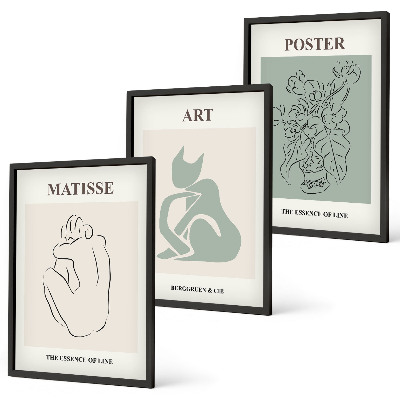 Triptykon billeder med ramme Matisse Grønne Beige Plakater