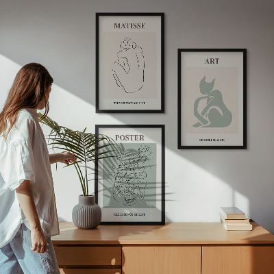 Triptykon billeder med ramme Matisse Grønne Beige Plakater