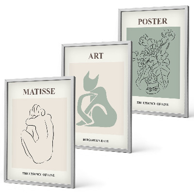 Triptykon billeder med ramme Matisse Grønne Beige Plakater