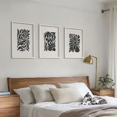 Billedvæg med abstrakte plantemønstre inspiration