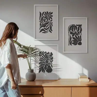 Billedvæg med abstrakte plantemønstre inspiration