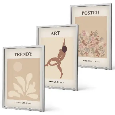 Triptyk af Matisses abstrakte former med ramme