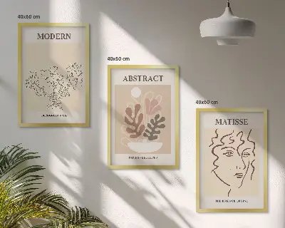 Billedsæt til soveværelset med moderne plantelinjer