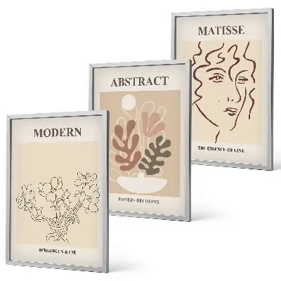 Billedsæt til soveværelset med moderne plantelinjer
