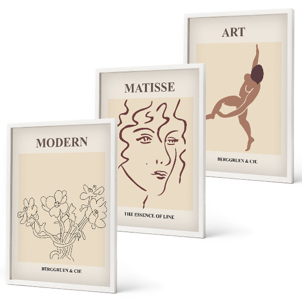 Billedsæt til soveværelset Stilfuld grafik af blomsterfigurer
