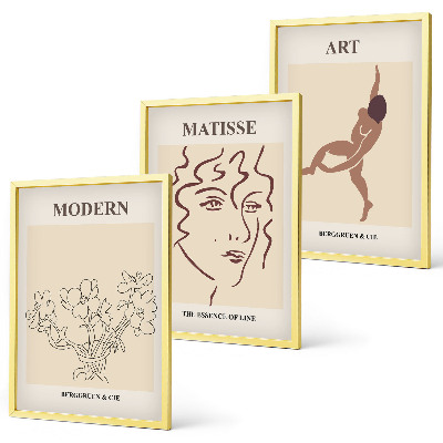 Billedsæt til soveværelset Stilfuld grafik af blomsterfigurer