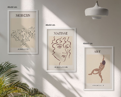 Billedsæt til soveværelset Stilfuld grafik af blomsterfigurer