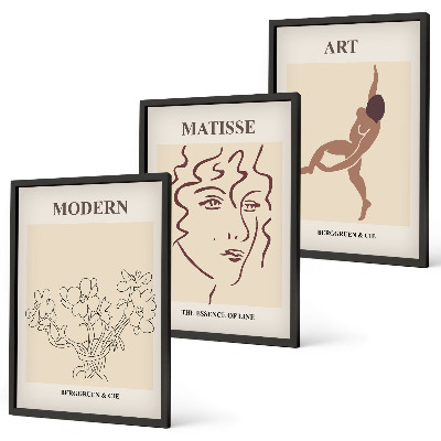 Billedsæt til soveværelset Stilfuld grafik af blomsterfigurer