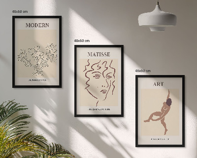 Billedsæt til soveværelset Stilfuld grafik af blomsterfigurer