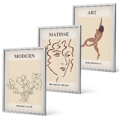 Billedsæt til soveværelset Stilfuld grafik af blomsterfigurer