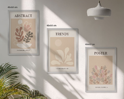 Billedvæg inspiration Plantemotiver beige brun