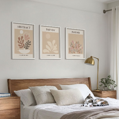 Billedvæg inspiration Plantemotiver beige brun