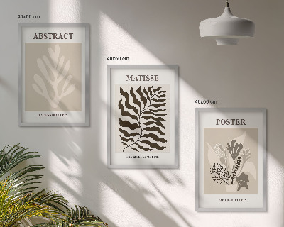Triptykon billeder med ramme Beige brune plantemønstre