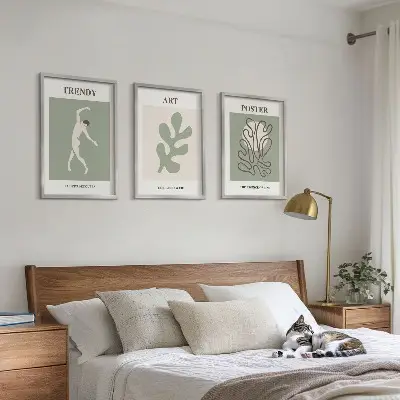 Abstrakte plantefigurer billedvæg til inspiration