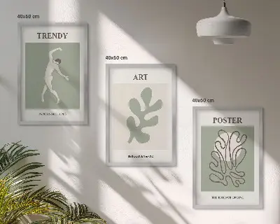 Abstrakte plantefigurer billedvæg til inspiration