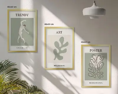 Abstrakte plantefigurer billedvæg til inspiration