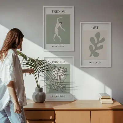 Abstrakte plantefigurer billedvæg til inspiration
