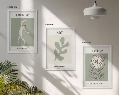 Abstrakte plantefigurer billedvæg til inspiration