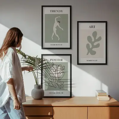 Abstrakte plantefigurer billedvæg til inspiration