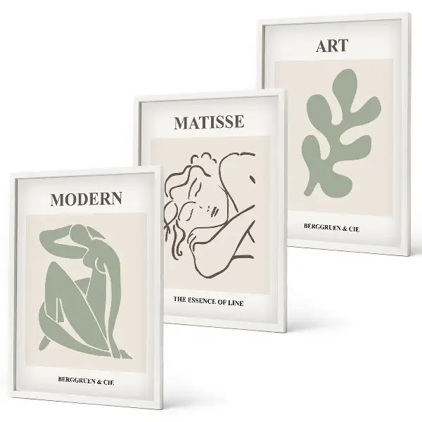 Billedsæt til soveværelset med stilfuldt design af plantefigurer