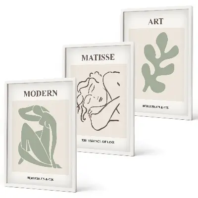 Billedsæt til soveværelset med stilfuldt design af plantefigurer