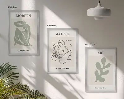 Billedsæt til soveværelset med stilfuldt design af plantefigurer