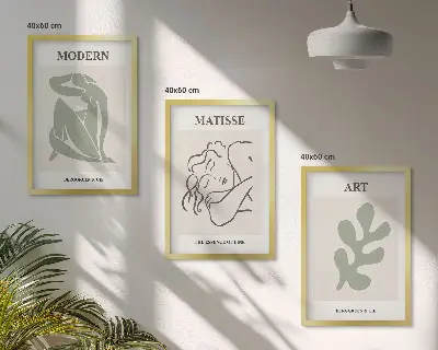 Billedsæt til soveværelset med stilfuldt design af plantefigurer
