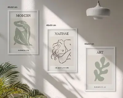 Billedsæt til soveværelset med stilfuldt design af plantefigurer