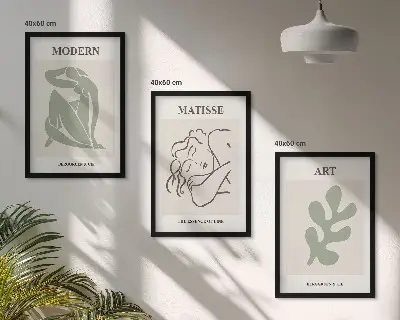 Billedsæt til soveværelset med stilfuldt design af plantefigurer