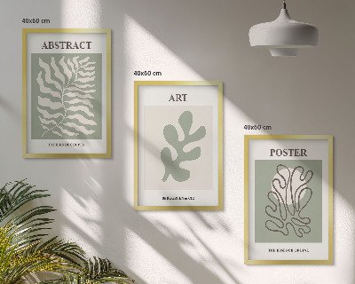 Triptykon billeder med ramme Matisses plakater med plantemønstre