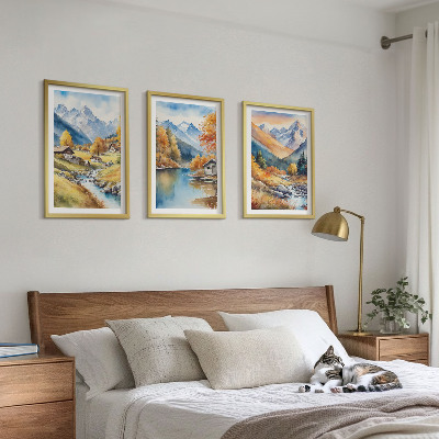 Billedvæg inspiration Efterårsbjerge flodhuse
