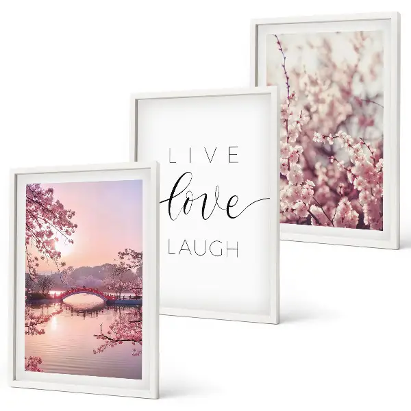 Triptykon med motiv af indskrift på blomsterbroen indrammet billede