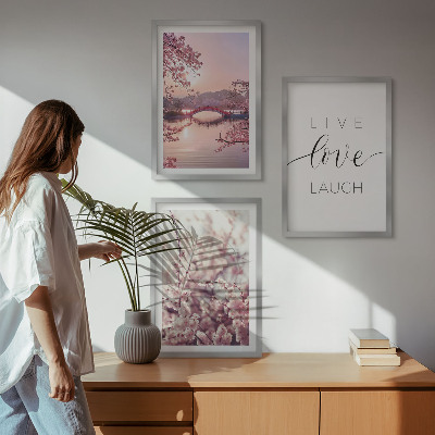 Triptykon billeder med ramme Motiv af indskrift på blomsterbroen