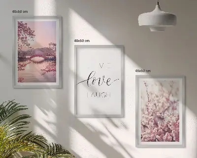 Triptykon med motiv af indskrift på blomsterbroen indrammet billede