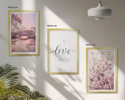 Triptykon med motiv af indskrift på blomsterbroen indrammet billede