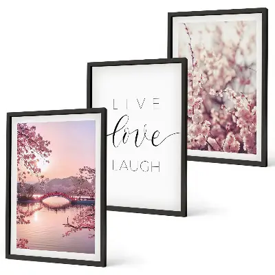 Triptykon med motiv af indskrift på blomsterbroen indrammet billede