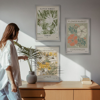 Billedsæt til soveværelset Blomstermotiver fra byer rundt om i verden